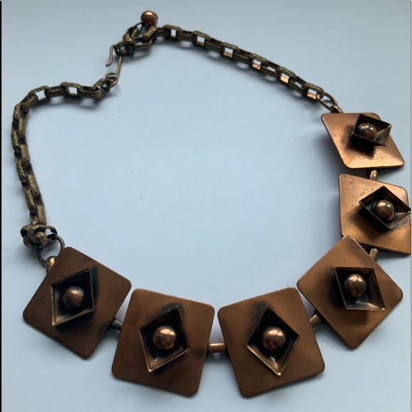 Vintage Copper Modern Abstract Choker Necklace - Picture 4 of 4